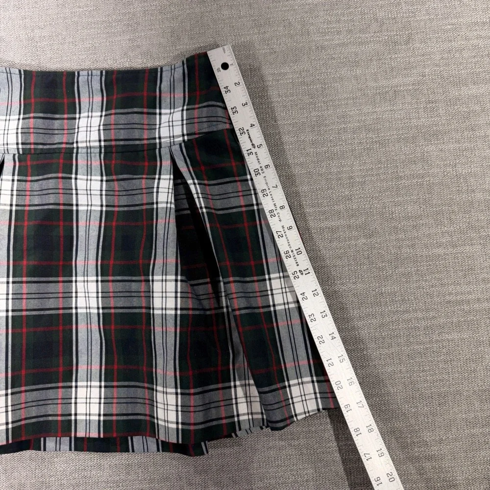 Dennis Uniform Skort Girls G12 Green Plaid Good Side Zip Pleated Built-in Shorts